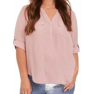 Torrid Harper Pink Blush 3/4 Sleeve Blouse Plus Size 2X